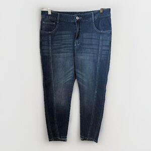 Halara Flex™ Mid Low Rise Zipper Pockets Casual Skinny Medium Wash Jeans Large